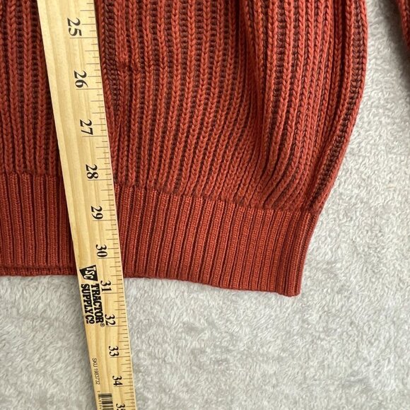 NEW Lands’ End Men’s XL Ribbed Knit Sweater Mock neck Red Rust 100% Cotton - Picture 4 of 9